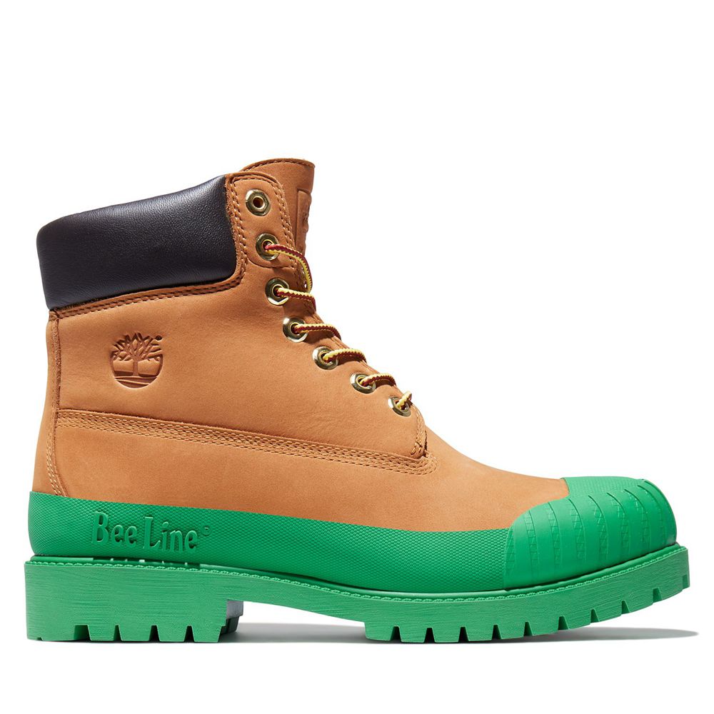 Timberland 6-Inch Μποτακια Ανδρικα Καφε/Πρασινο - Bee Line X Waterproof Rubber Toe - Greece 4081792-